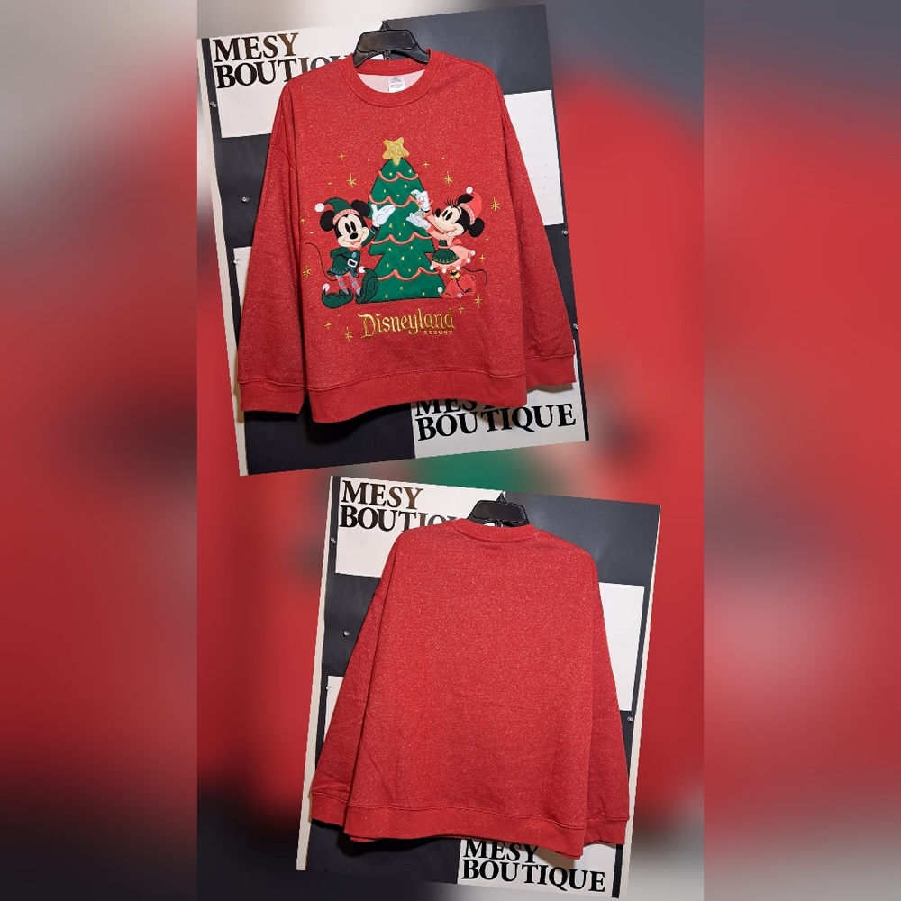 Disney Red Holiday Sweatshirt with Mickey and Minnie - Picture 5 of 7